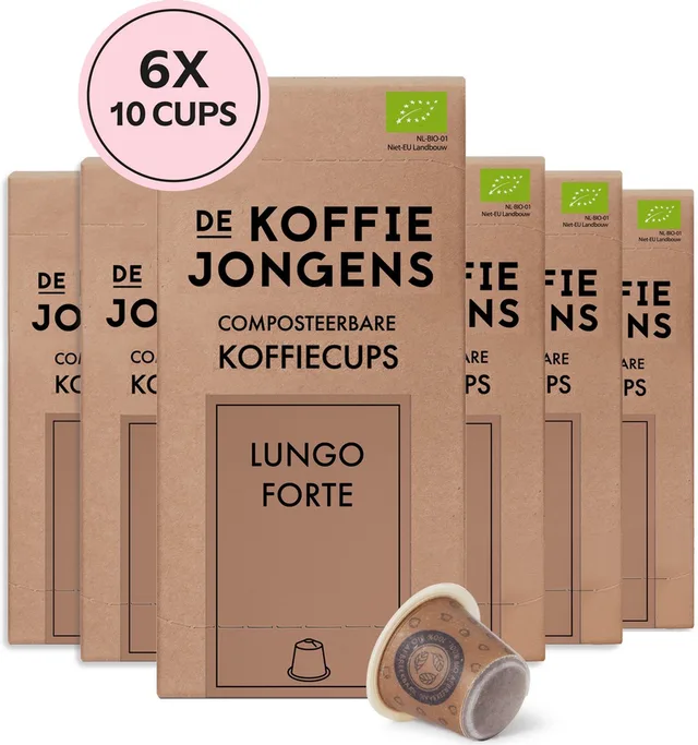 geschikt voor Nespresso - Lungo Forte - 100% biologische koffie - 60 composteerbare koffiecups
