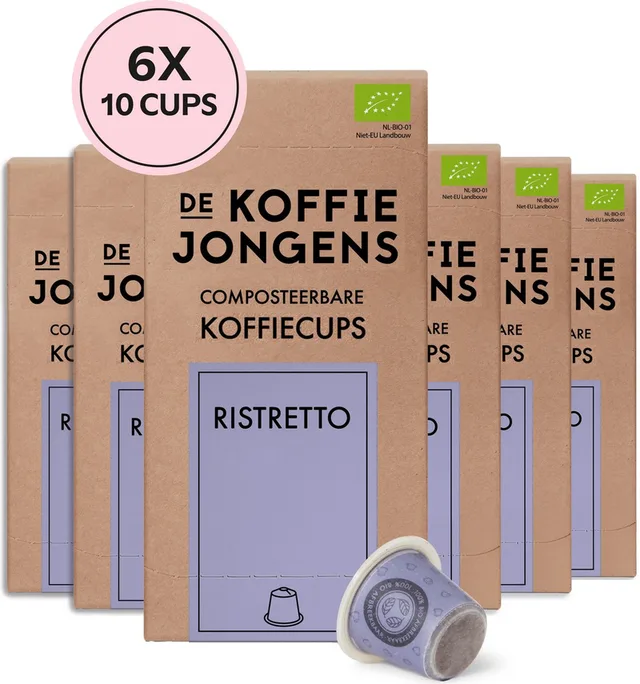 geschikt voor Nespresso - Ristretto - 100% biologische koffie - 60 composteerbare koffiecups