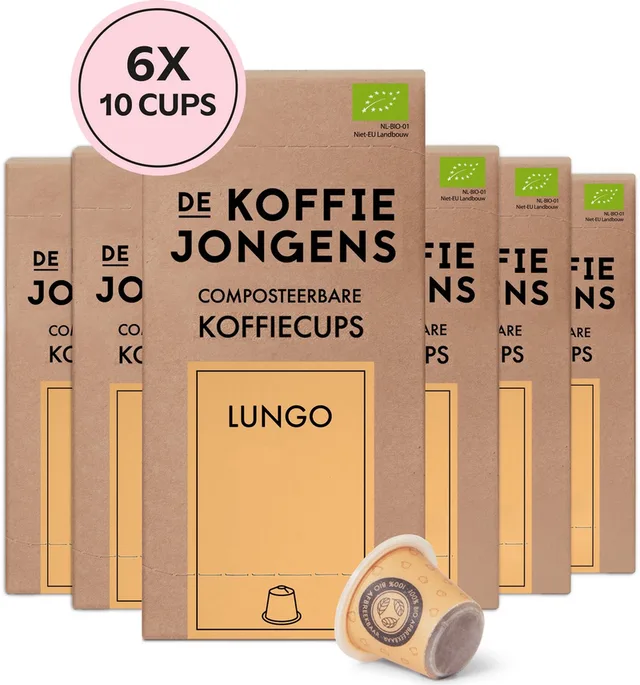 Lungo - geschikt voor Nespresso - 100% biologische koffie - 60 composteerbare koffiecups