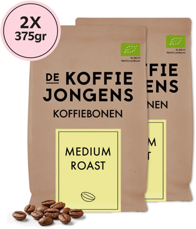 Medium Roast - 100% biologische koffiebonen - 2x 375 gram van De Koffiejongens – productfoto