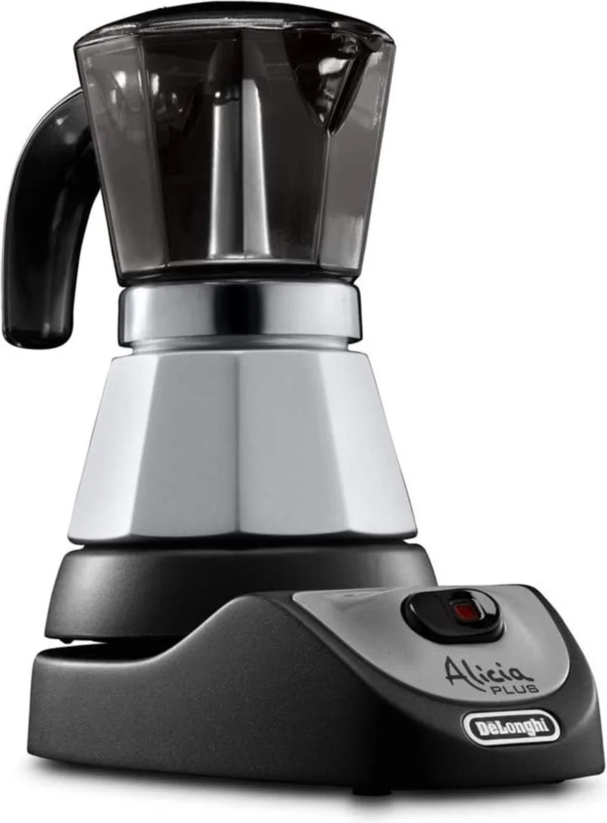 Alicia EMKM 4 Half automatisch Elektrische Moka Express 0,4 l van De'Longhi in Zwart, Zilver, Transparant – productfoto