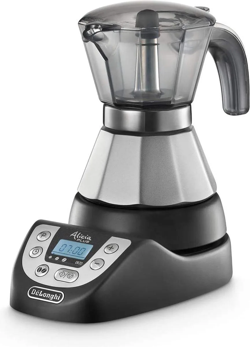 Alicia Plus EMKP 21.B Volledig automatisch Elektrische Moka Express van De'Longhi in Zwart, Roestvrijstaal – productfoto