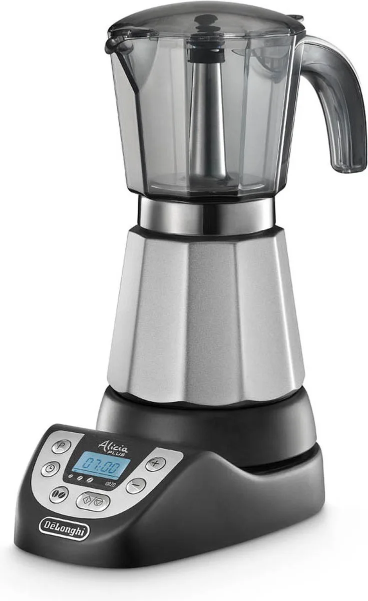 Alicia Plus EMKP 63.B Half automatisch Elektrische Moka Express 0,25 l van De'Longhi in Zwart, Zilver – productfoto