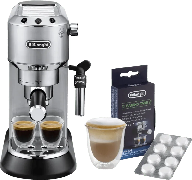 EC685.M Dedica Zilver + Reinigingstabletten van De'Longhi – productfoto