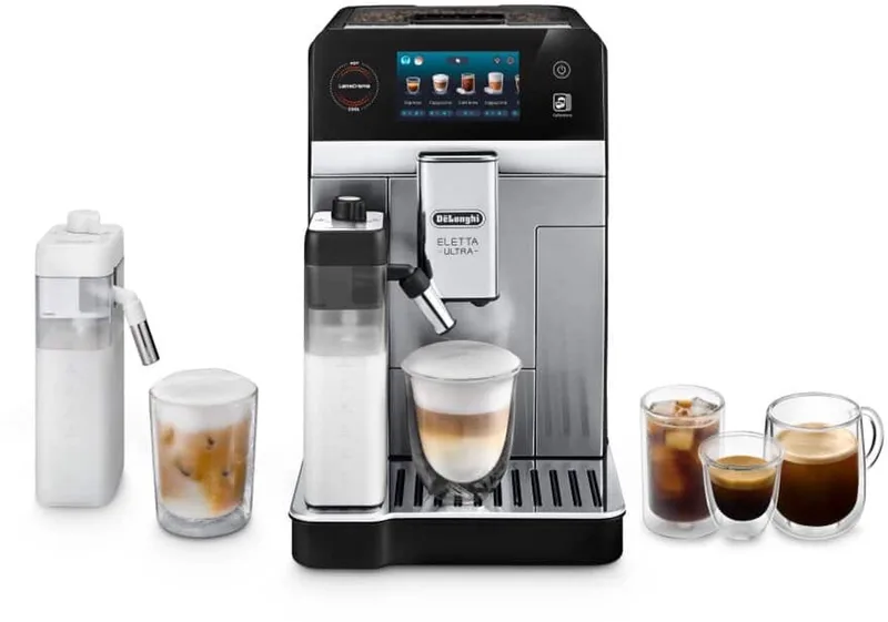 Eletta Ultra - volautomatische espressomachine met 50 recepten - LatteCrema Hot & Cool en Silent Technology - Metaal - ECAM470.85.MB van De'Longhi in Metallic – productfoto