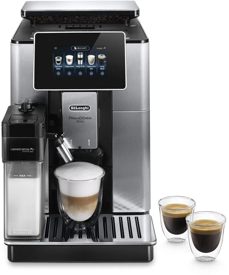 Espressomachine PrimaDonna Soul ECAM 610.75.MB van De'Longhi in Zwart, Zilver – productfoto