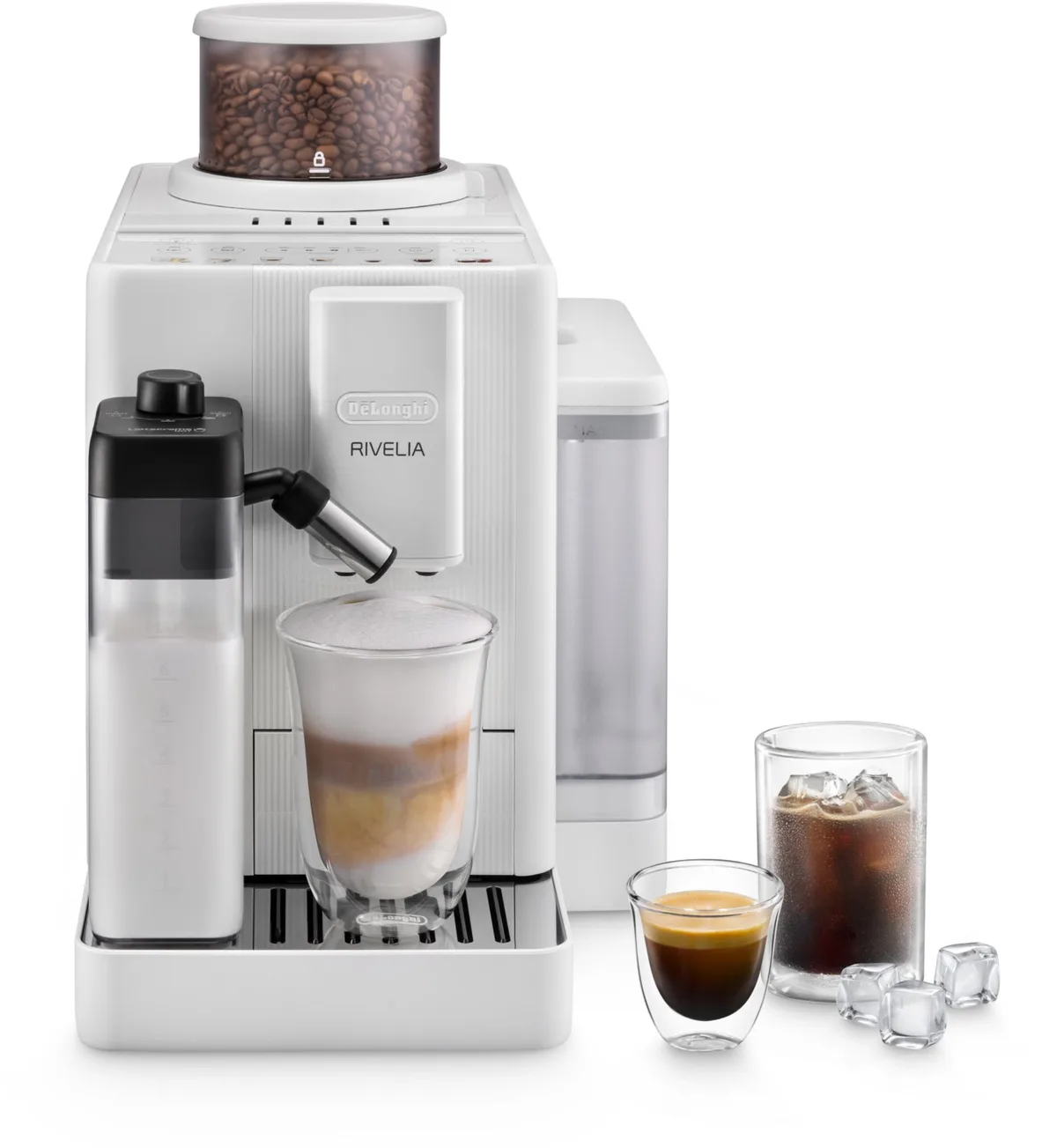 EXAM420.55.WXL Rivelia Start Kaffee-Vollautomat arctic white, Stahl-Kegel-Mahlwerk, 15 bar, 1,4 l von De'Longhi – Produktfoto