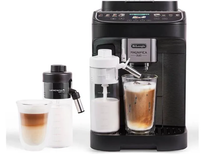Kaffeevollautomat MAGNIFICA DUO ECAM330.80.BXB - 20 Rezepte, heißer & kalter Milchschaum, Cold Brew Funktion, 2,4 TFT-Display, 2 Milchkaraffen (Heiß & Kalt) von De'Longhi – Produktfoto