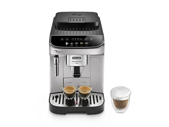 Magnifica Evo - Kaffeevollautomat 5 Getränke Silber Kaffeemaschine mit Manuellem Milchaufschäumer, Espresso und Cappuccino, Farb-Touch-Bedienfeld, ECAM292.33.SB fra De'Longhi – produktbillede