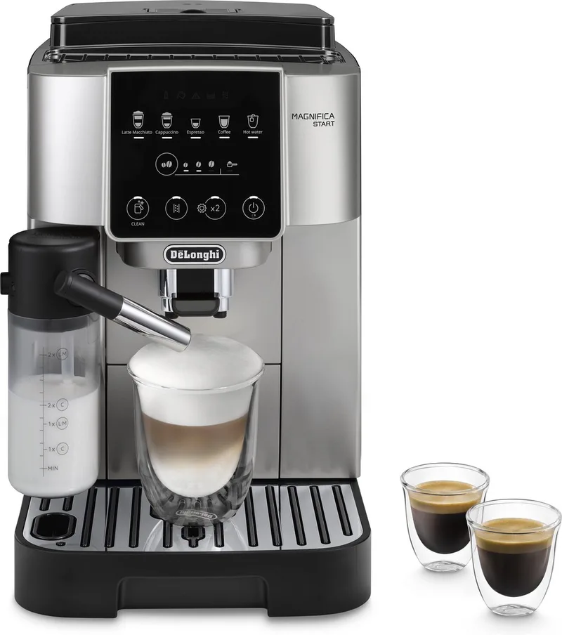 Magnifica Start - volautomatische espressomachine met LatteCrema Hot Technology melkopschuimer - ECAM220.80.SB van De'Longhi in Zilver, Zwart – productfoto