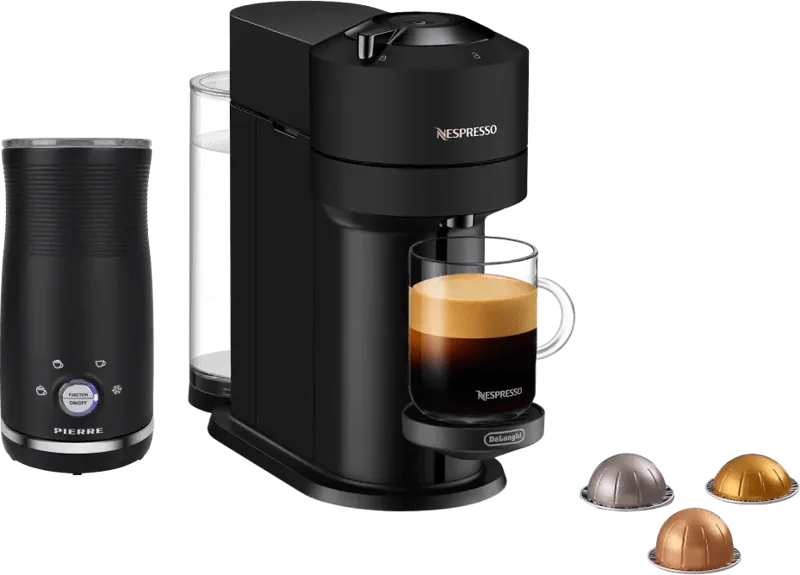 Nespresso Vertuo Next ENV120.BM + Pierre Melkopschuimer van De'Longhi – productfoto