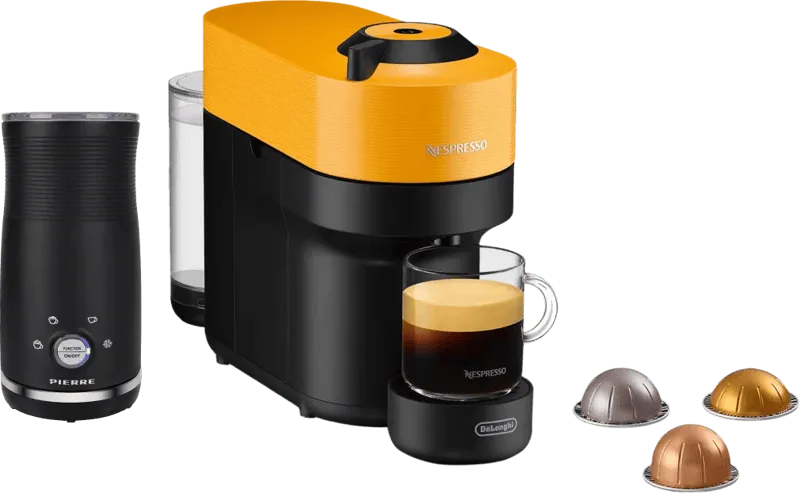 Nespresso Vertuo Pop ENV90.Y + Pierre Melkopschuimer van De'Longhi – productfoto