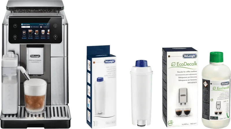 PrimaDonna Aromatic ECAM630.75. + Pflegeset van De'Longhi – productfoto