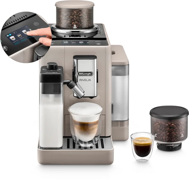 Rivelia - volautomatische espressomachine met LatteCrema Hot melkopschuimer en Bean Switch System - EXAM440.55.BG van De'Longhi in Beige – productfoto
