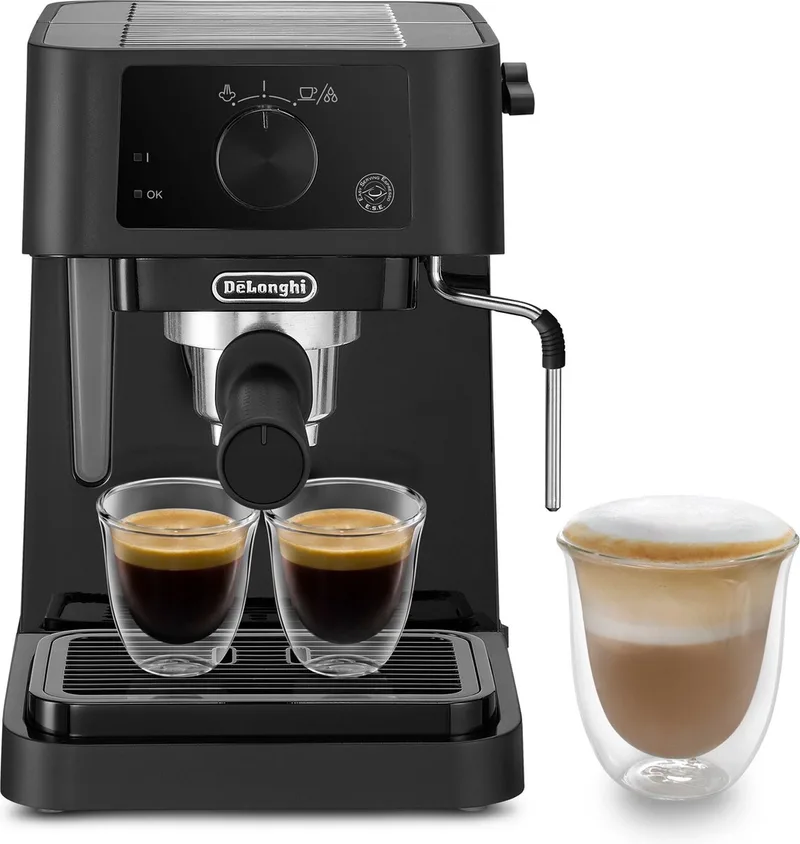 Stilosa EC235.BK – Pistonmachine met Handmatig Cappuccinosysteem, Compact Design voor de Startende Thuisbarista fra De'Longhi i Sort – produktbillede