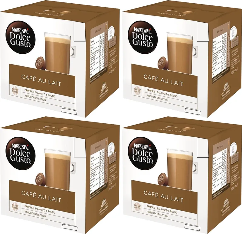 Cafe au Lait Koffiecups - Multi Pack - 4 x 16 Stuks van Nescafé Dolce Gusto – productfoto