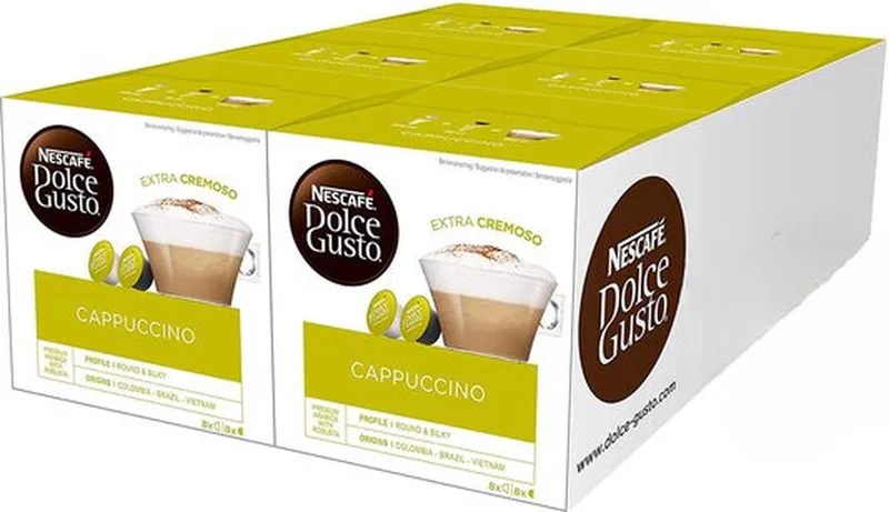 Cappuccino - 6 x 16 capsules (=96 capsules voor 48 koppen koffie) van Nescafé Dolce Gusto – productfoto
