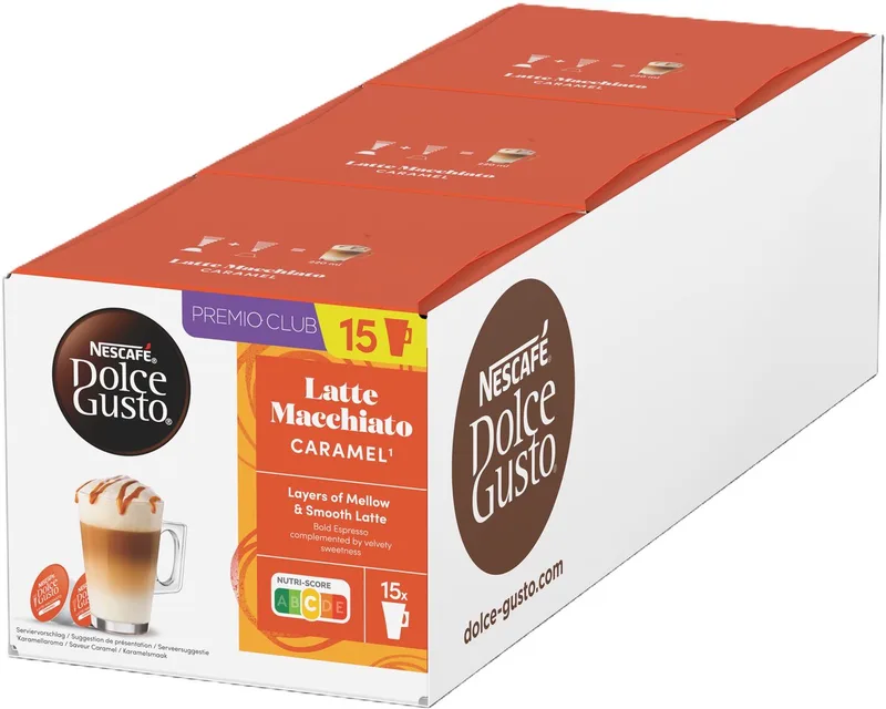 capsules Latte Macchiato Caramel - 90 koffiecups voor 45 koppen koffie van Nescafé Dolce Gusto – productfoto