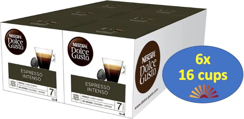 Espresso Intenso capsules - 6x16 cups = 96 koffiecups van Nescafé Dolce Gusto – productfoto