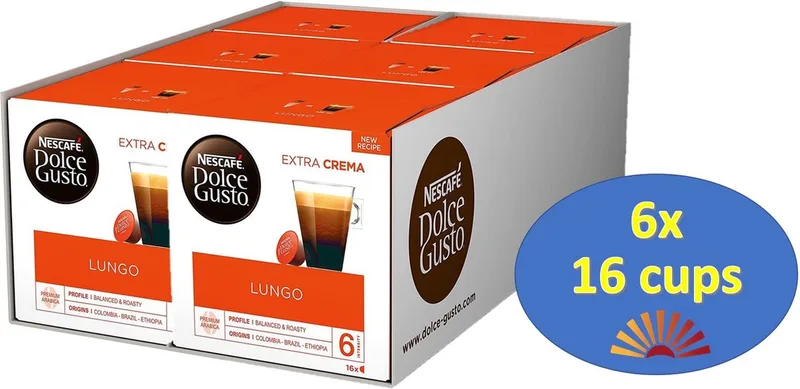 Lungo capsules - 96 cups - geschikt voor 96 drankjes van Nescafé Dolce Gusto – productfoto