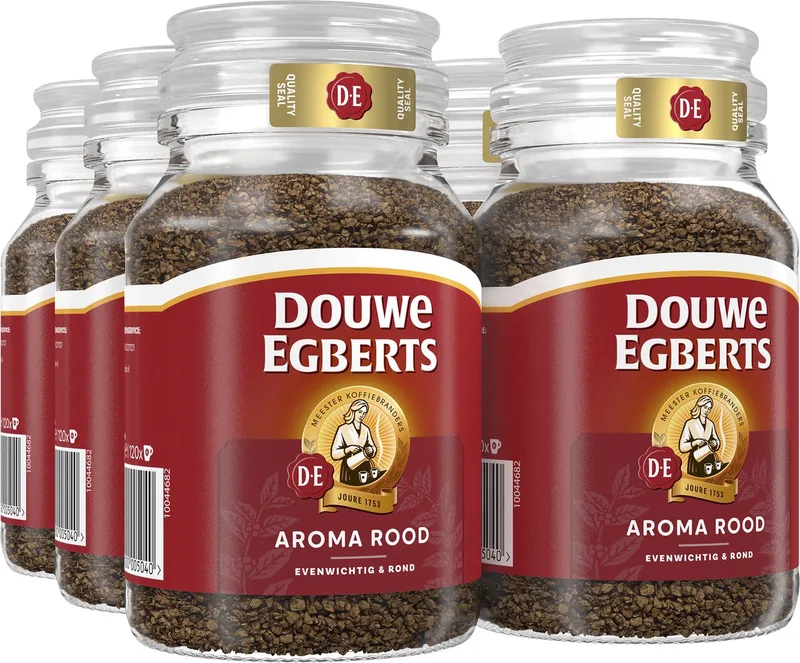 Aroma Rood Oploskoffie - 6 x pot van 200 gram van Douwe Egberts – productfoto