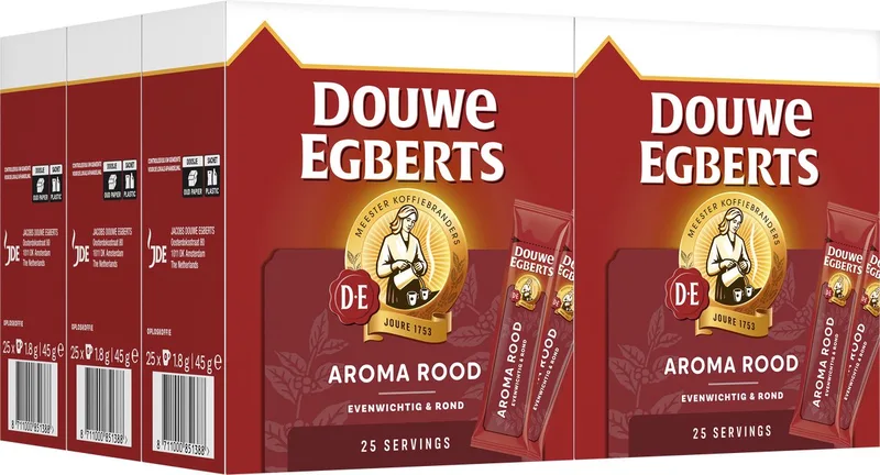 Aroma Rood Sticks Oploskoffie - 6 x 25 zakjes van Douwe Egberts – productfoto