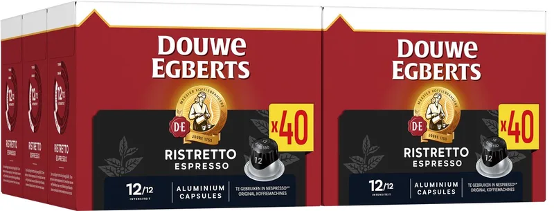 Espresso Ristretto Koffiecups - Intensiteit 12/12 - 5 x 40 capsules de Douwe Egberts – photo produit
