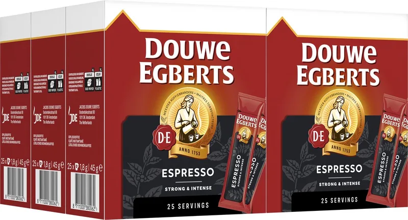 Espresso Sticks Oploskoffie - 6 x 25 zakjes van Douwe Egberts – productfoto