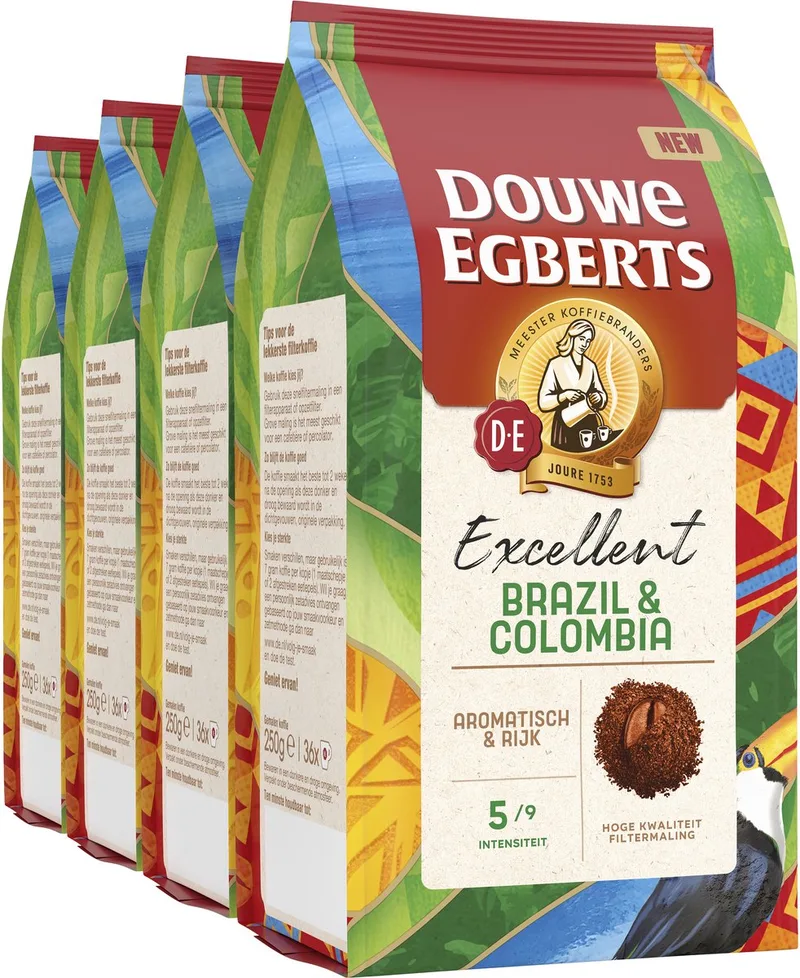 Excellent Brazil & Colombia Filterkoffie - 4 x 250 gram van Douwe Egberts – productfoto