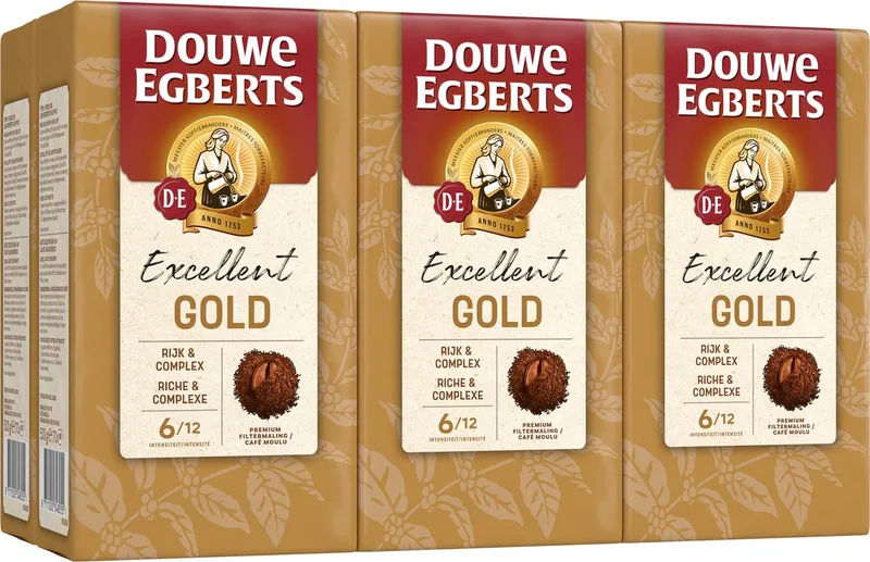 Excellent Gold Aroma Variaties Filterkoffie - Intensiteit 6/12 - 6 x 500 gram de Douwe Egberts – photo produit