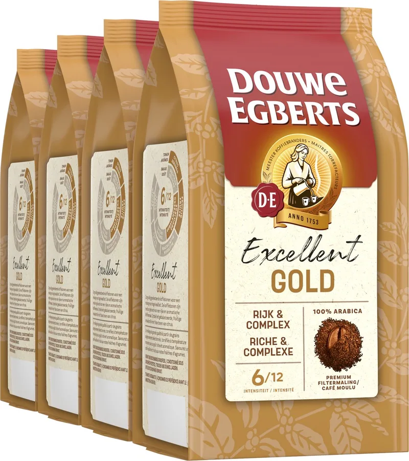 Excellent Gold Filterkoffie - Intensiteit 06/12 - 4 x 250 gram van Douwe Egberts – productfoto