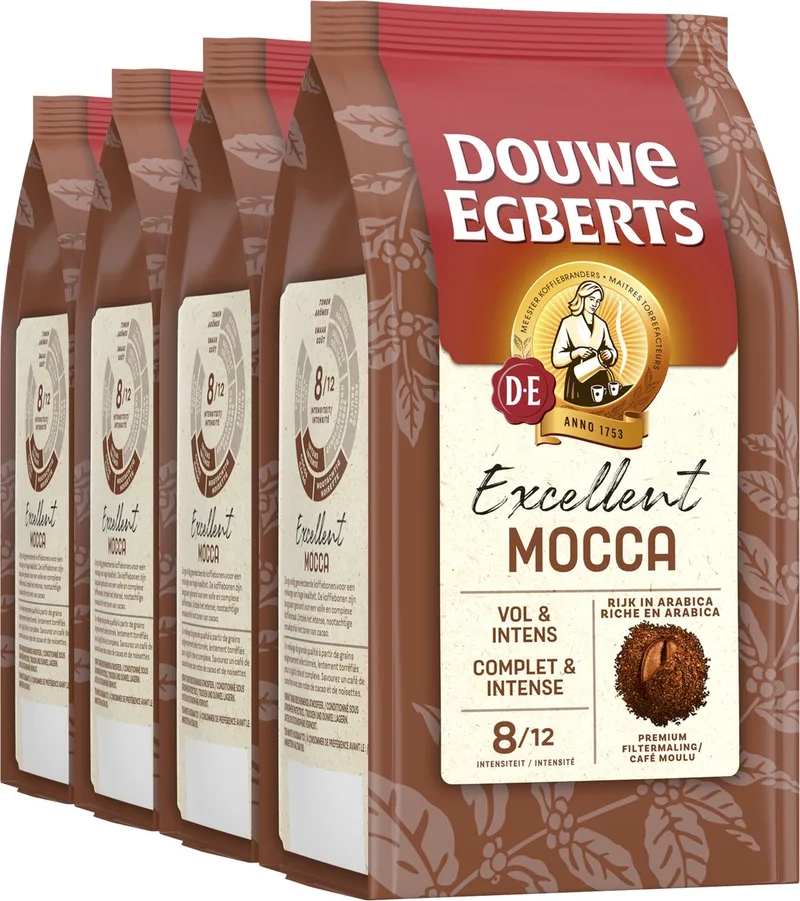 Excellent Mocca Filterkoffie - Intensiteit 8/12 - 4 x 250 gram de Douwe Egberts – photo produit