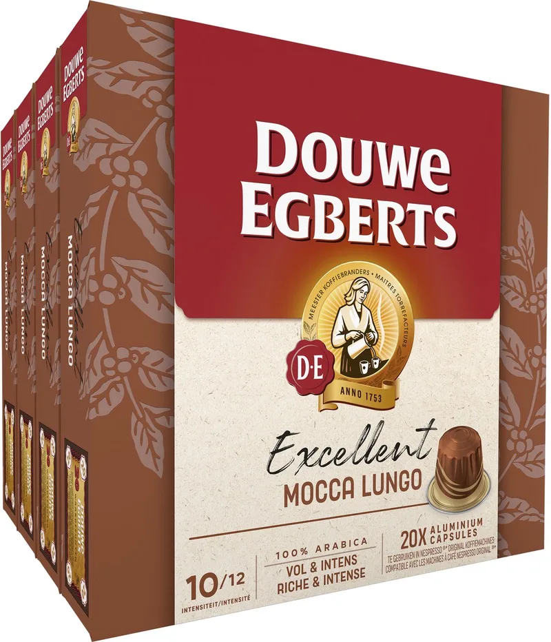 Excellent Mocca Lungo Koffiecups - Intensiteit 10/12 - 10 x 20 capsules by Douwe Egberts – product photo
