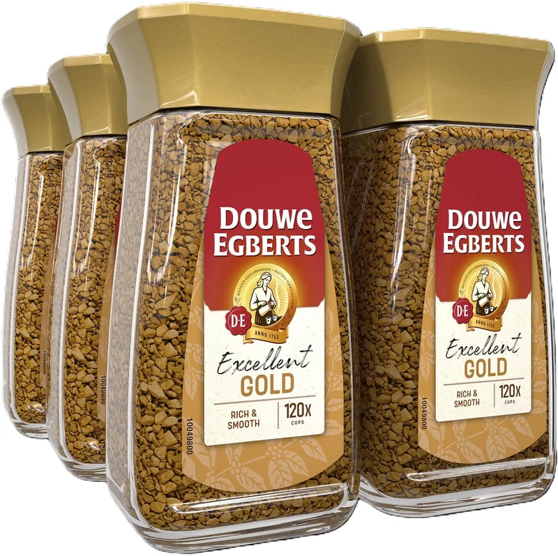 Gold Oploskoffie - 6 x pot van 200 gram van Douwe Egberts – productfoto