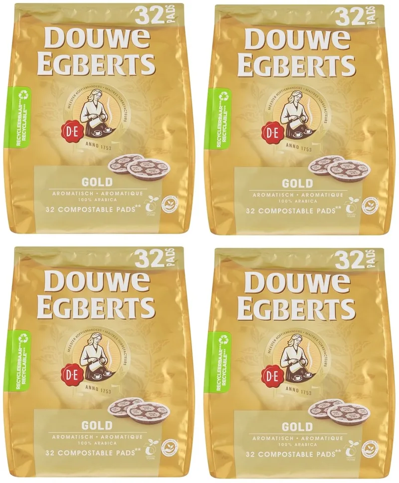 Gold - Voordeelverpakking - Koffiepads 128 Stuks (4x32) by Douwe Egberts – product photo