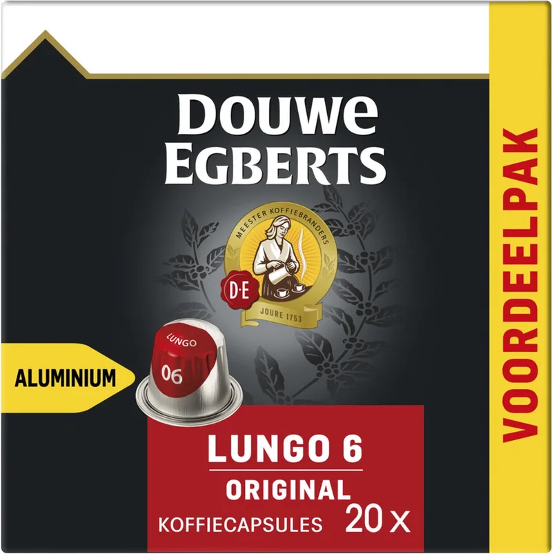 Koffie cups 20 stuks - Lungo - Voordeelpak van Douwe Egberts – productfoto