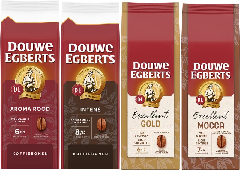 Koffiebonen Variatiepakket - 4 x 500 gram van Douwe Egberts – productfoto