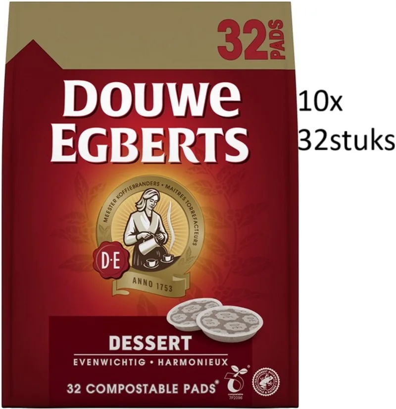 koffiepads dessert roodmerk voor senseo - multipak 10x 32 stuks by Douwe Egberts – product photo