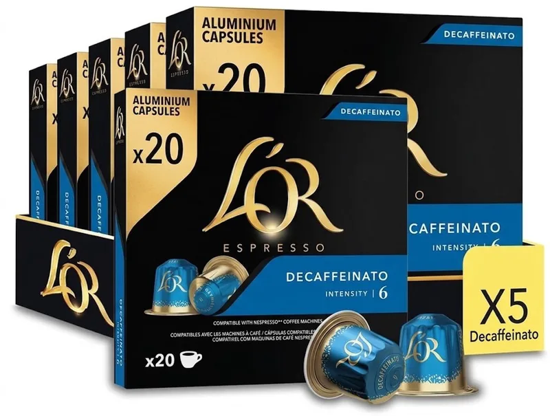 L'OR Espresso Decaffeinato - 100 (5x20) Koffiecups Compatibel met Nespresso Coffee Machine de Douwe Egberts – photo produit