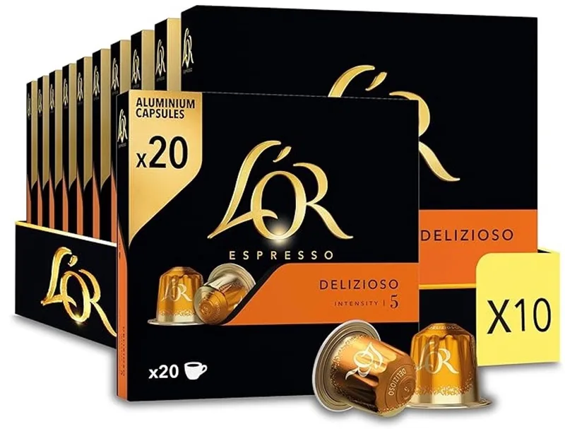 L'OR Espresso Delizioso - 200 (10x20) Koffiecups Compatibel met Nespresso Coffee Machine van Douwe Egberts – productfoto