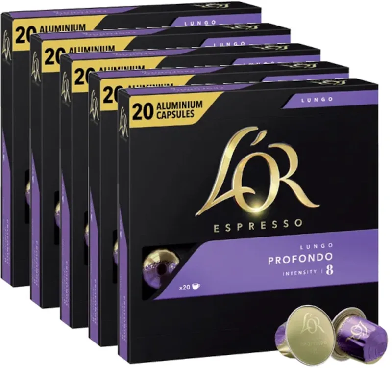 L'Or Espresso Lungo Profondo - Multipack - 100 (5x20) Koffiecups Compatibel met Nespresso Coffee Machine de Douwe Egberts – photo produit