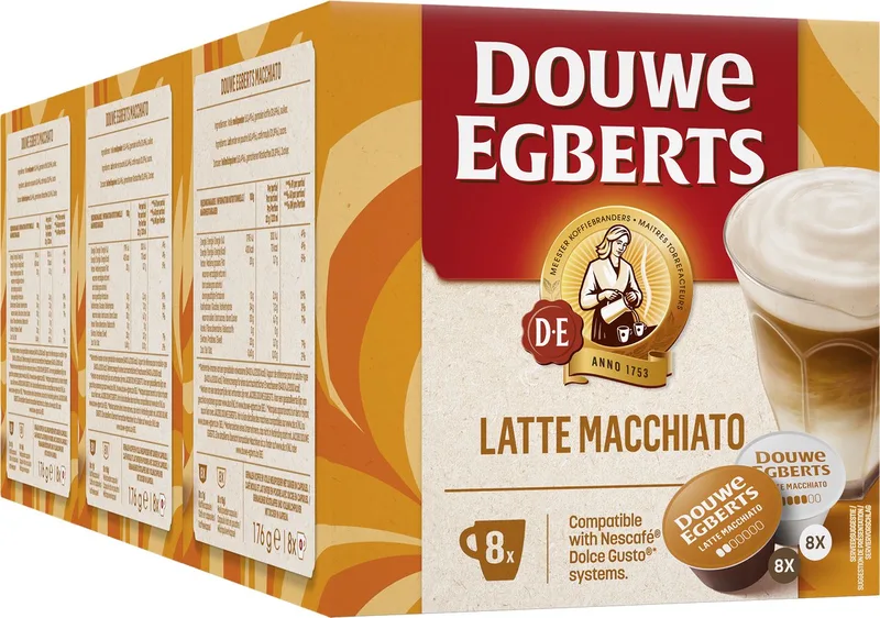 Latte Macchiato Dolce Gusto Koffiecups - 3 x 8 + 8 stuks van Douwe Egberts – productfoto