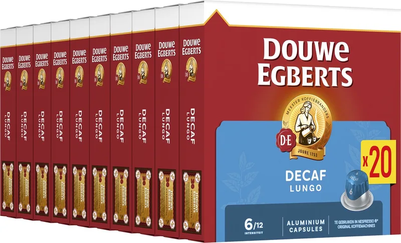Lungo Decaf Koffiecups - Intensiteit 6/12 - 10 x 20 capsules de Douwe Egberts – photo produit