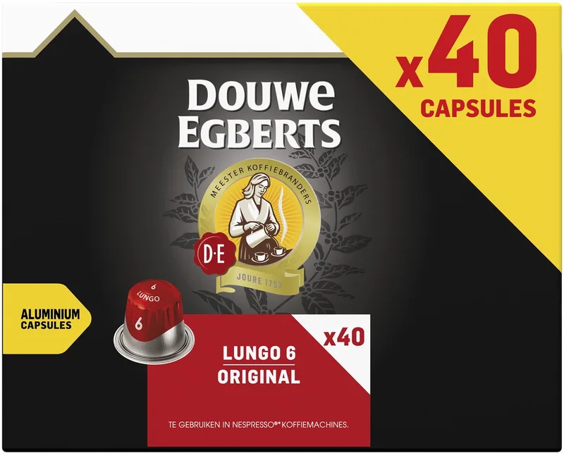 Lungo Original Koffiecups - Intensiteit 6/12 - 40 capsules från Douwe Egberts – produktbild