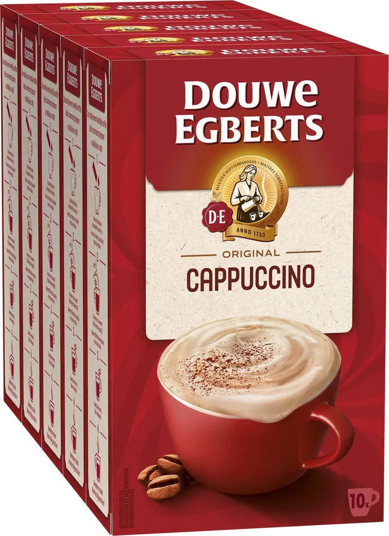 Verwenkoffie Cappuccino Oploskoffie - 5 x 10 zakjes van Douwe Egberts – productfoto