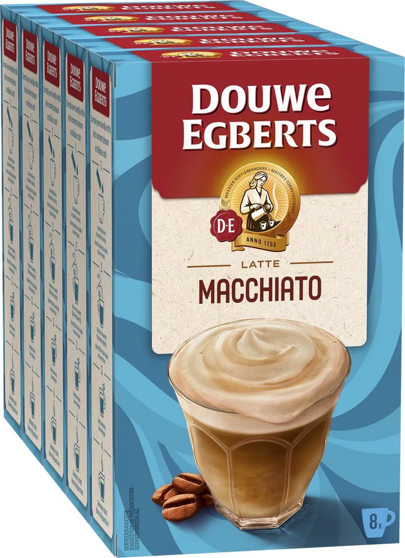 Verwenkoffie Latte Macchiato Oploskoffie - 5 x 8 zakjes van Douwe Egberts – productfoto