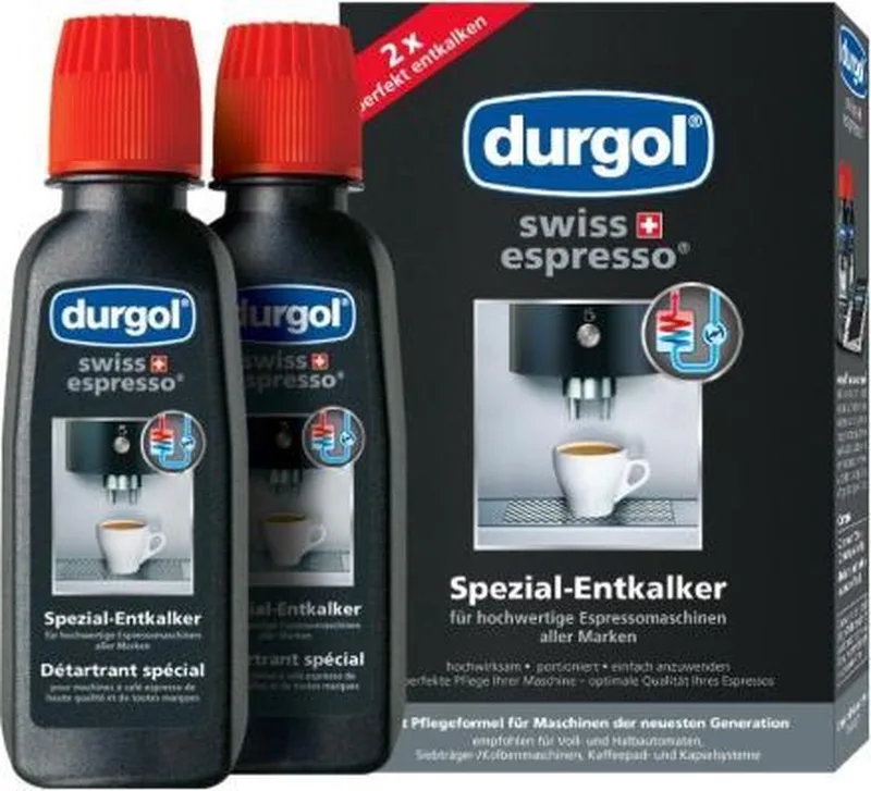 ontkalkingsmiddel 2x125ml ontkalker voor espresso en koffie machines koffiezetapparaat anti kalk van Durgol in Rood – productfoto