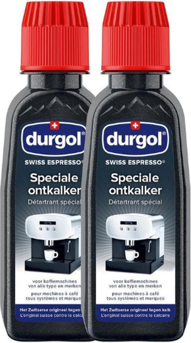 Swiss Espresso - Koffiemachineontkalker - 10 keer 125 ml - vloeibare ontkalker van Durgol in Rood – productfoto