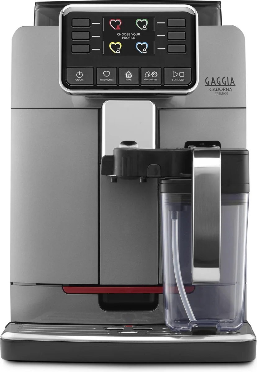 Cadorna Prestige Volautomatische Espressomachine - Geïntegreerde Melkkaraf - Keramische Koffiemolen - TFT Display - Spray painted anthracite by Gaggia in Black, Roestvrijstaal – product photo