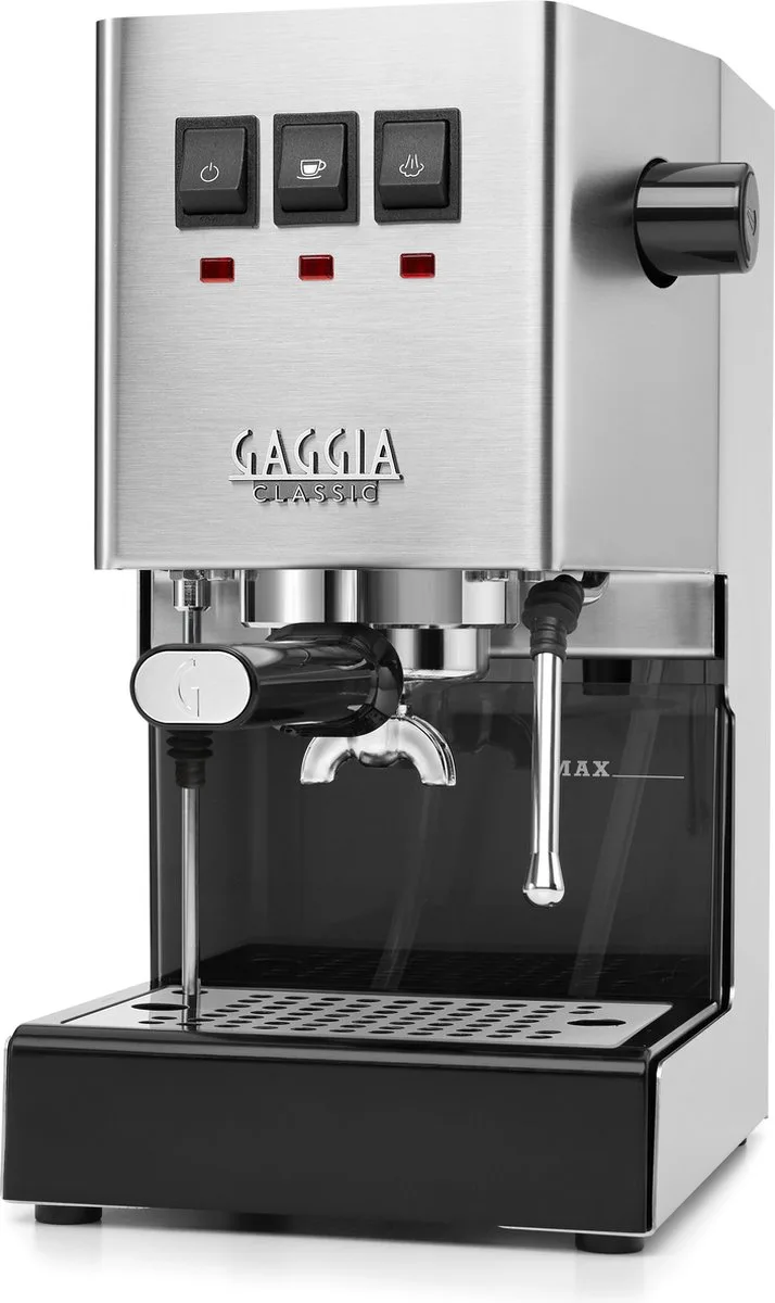 New Classic E24 Espressomachine - 58 mm Professionele Filterdrager - Messing Boiler - Professionele Stoompijp van Gaggia in Rvs – productfoto